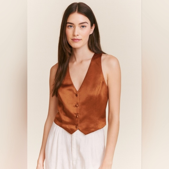 NWT JASON WU V Neck Button Front Lightweight Satin Suit Vest WL765-201-6PA SMALL - Picture 1 of 8